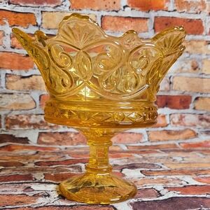 FOSTORIA Amber Glass Crown Pedestal Compote Bowl